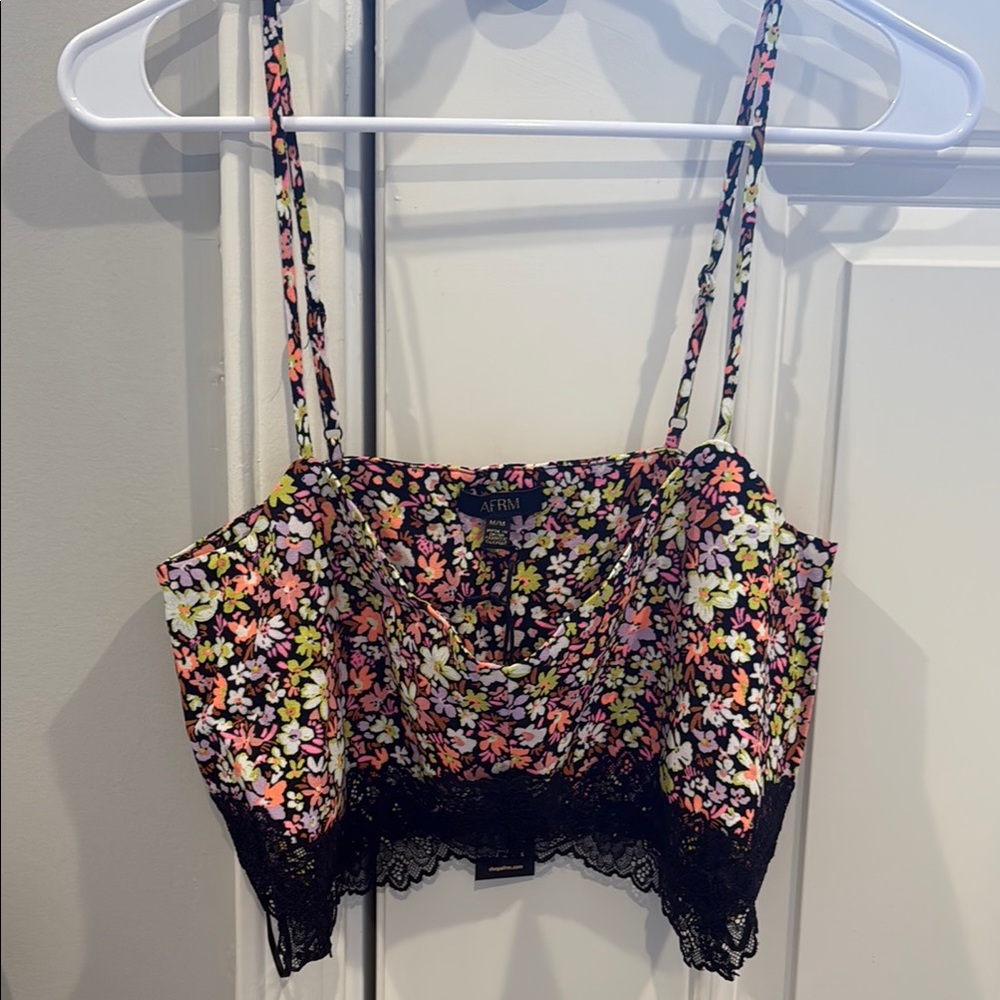 NWT: AFRM Pink and Yellow Bustier Camisole Crop Top